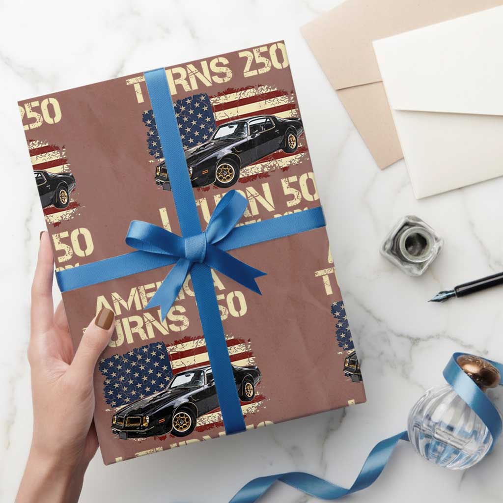America Turns 250 I Turn 50 1976 50th Birthday Wrapping Paper Roll Retro 70s Muscle Car Lover