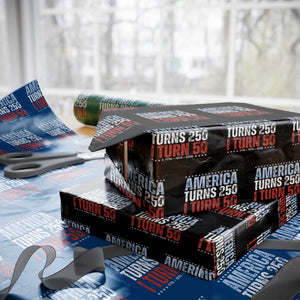 America Turns 250 I Turn 50 Wrapping Paper Roll 50th Birthday 250th Anniversary USA Vintage 1976 TS11 Black Print Your Wear