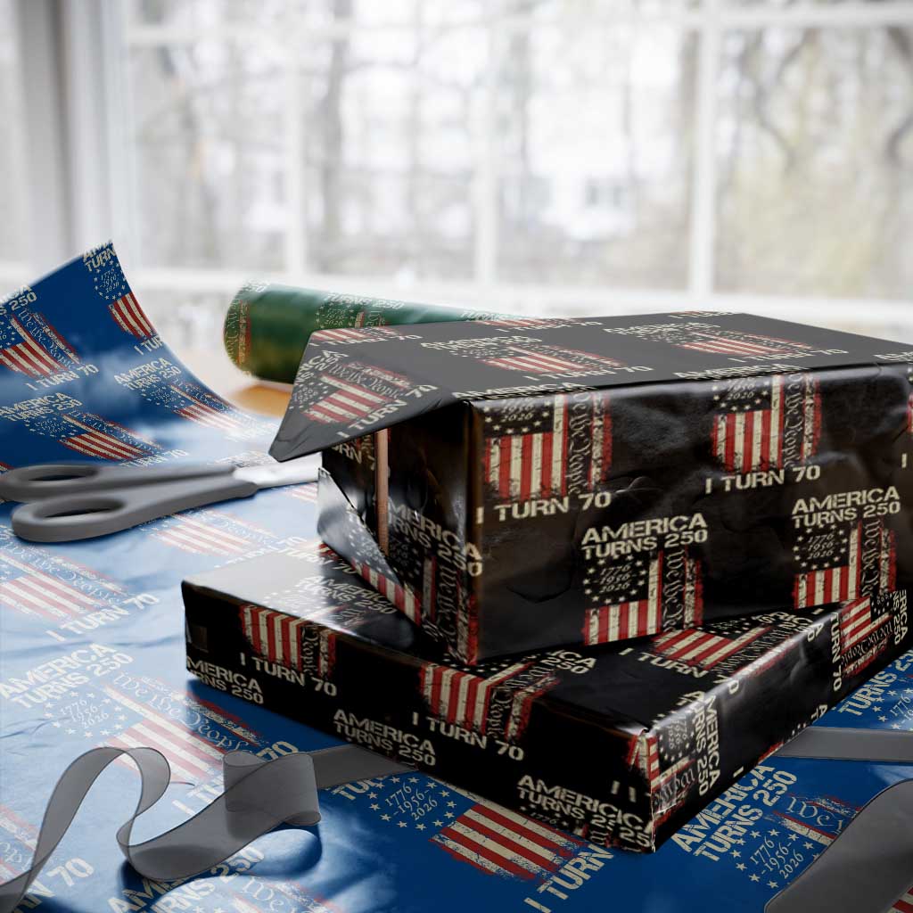 America Turns 250 I Turn 70 Wrapping Paper Roll 70th Birthday 250th Anniversary USA Vintage 1956 Bday TS11 Black Print Your Wear