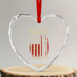America Turns 250 I Turn 70 Heart Crystal Glass Ornament 70th Birthday 250th Anniversary USA Vintage 1956 Bday TS11 Transparent Glass 3'' Heart Print Your Wear