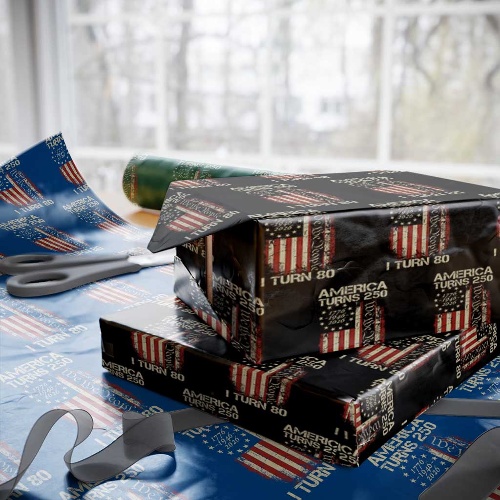 America Turns 250 I Turn 80 Wrapping Paper Roll 80th Birthday 250th Anniversary USA Vintage 1946 Bday TS11 Black Print Your Wear