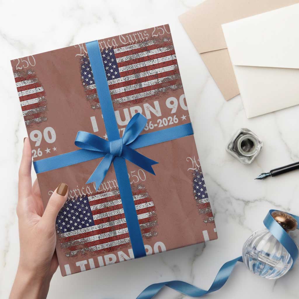 America Turns 250 I Turn 90 Wrapping Paper Roll Vintage 1936 90th Birthday 250th Anniversary USA 90 Year Old Gift