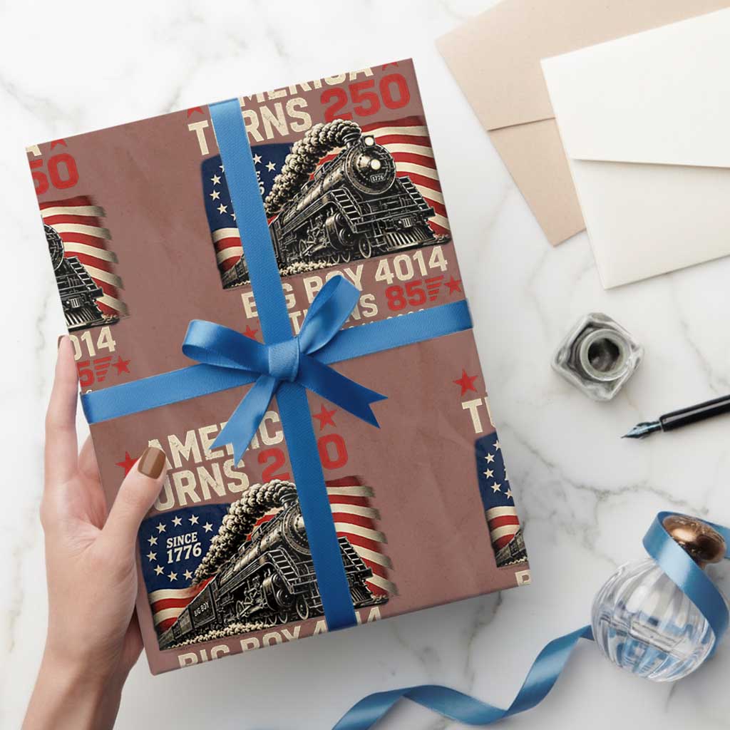 America Turns 250 Steam Locomotive Turns 85 Wrapping Paper Roll Vintage Railroad Steam Engine 85th USA 250th Anniversary