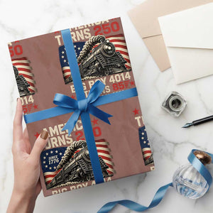 America Turns 250 Steam Locomotive Turns 85 Wrapping Paper Roll Vintage Railroad Steam Engine 85th USA 250th Anniversary