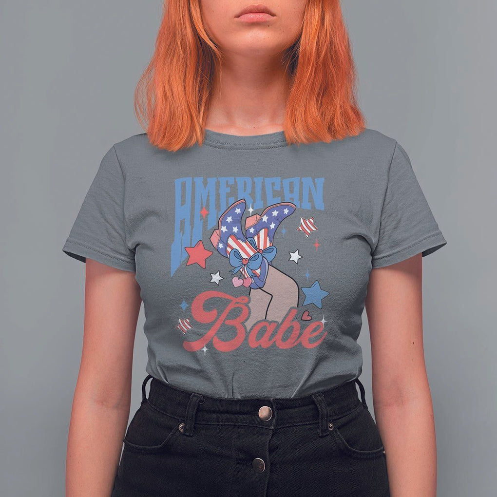 American Babe T Shirt For Women Cowgirl Coquette 4th Of July TS09 Charcoal Print Your Wear