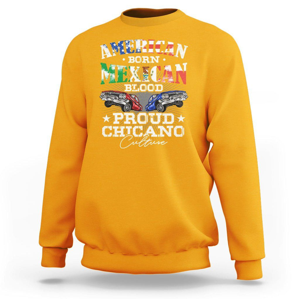 American Born Mexican Blood Proud Chicano Culture Lowrider Sweatshirt TS09 Gold Printyourwear
