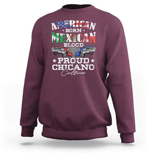 American Born Mexican Blood Proud Chicano Culture Lowrider Sweatshirt TS09 Maroon Printyourwear