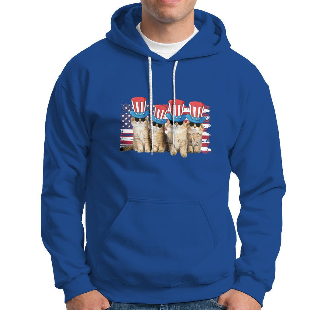 American Cat Hoodie Funny USA Patriotic Cat Happy 4th July Gifts for Cat Lovers TS02 Printyourwear