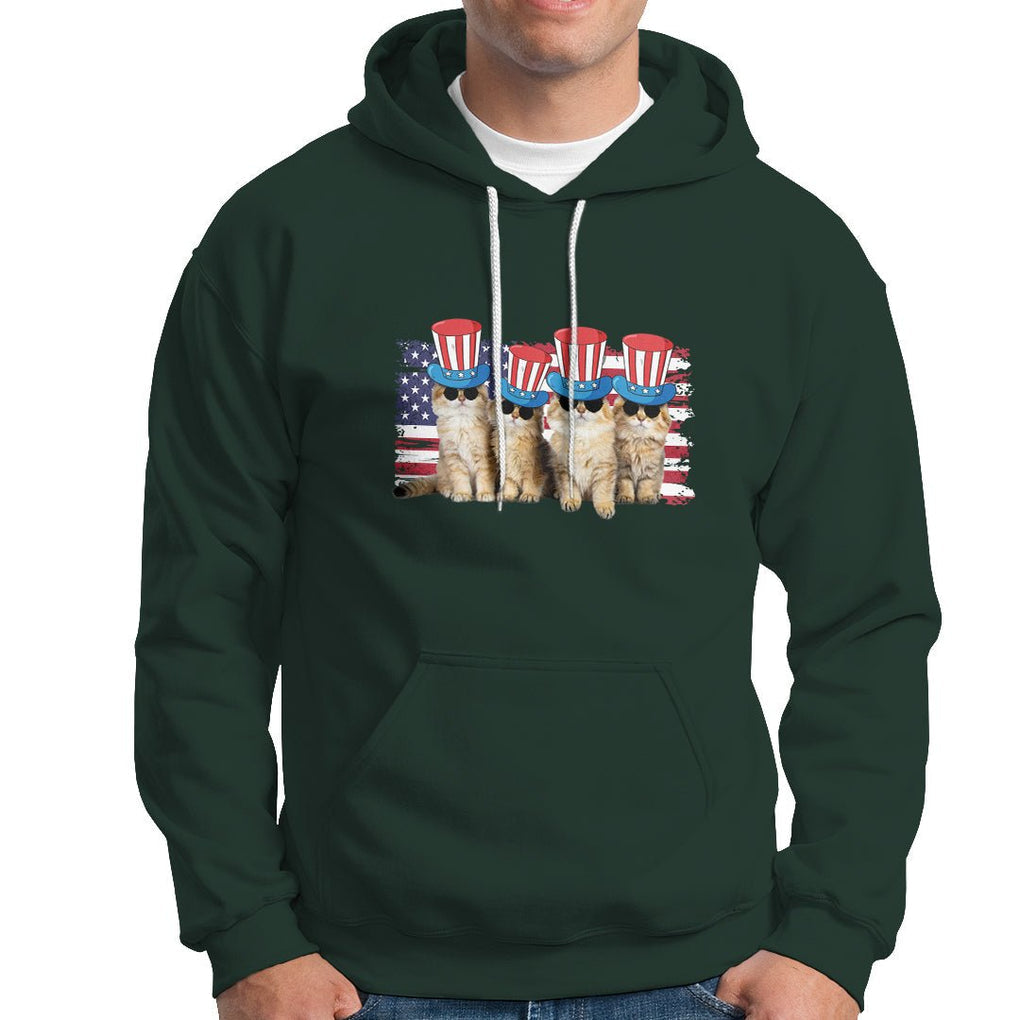 American Cat Hoodie Funny USA Patriotic Cat Happy 4th July Gifts for Cat Lovers TS02 Printyourwear