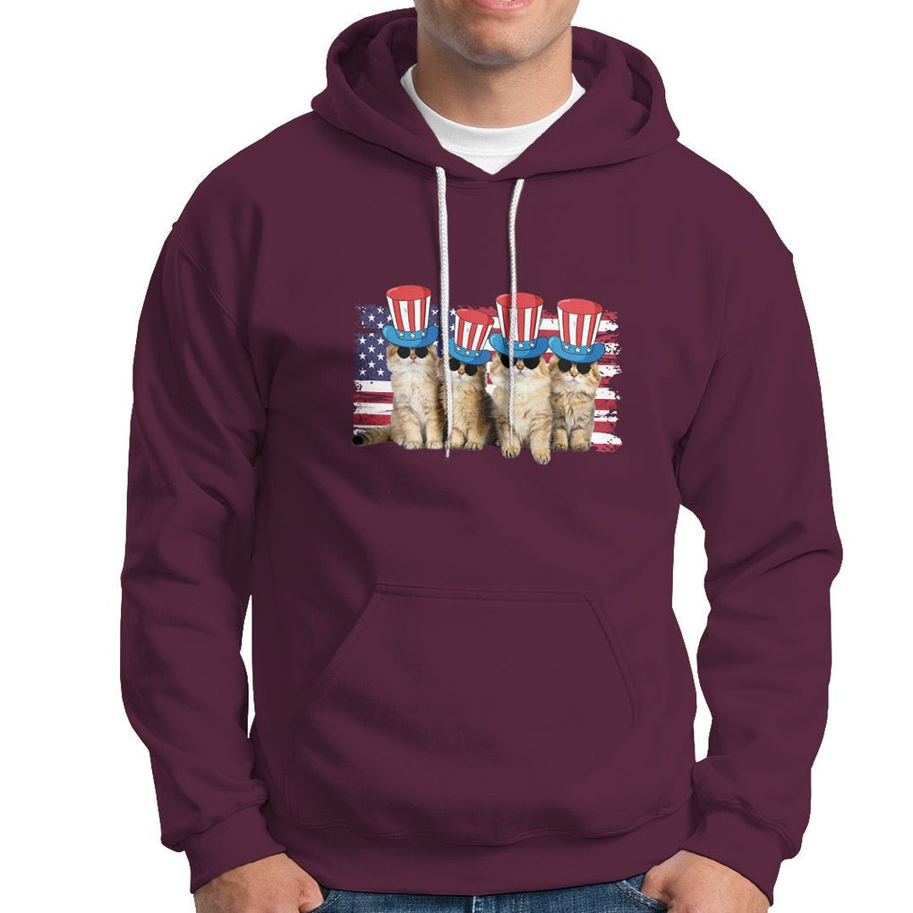 American Cat Hoodie Funny USA Patriotic Cat Happy 4th July Gifts for Cat Lovers TS02 Printyourwear