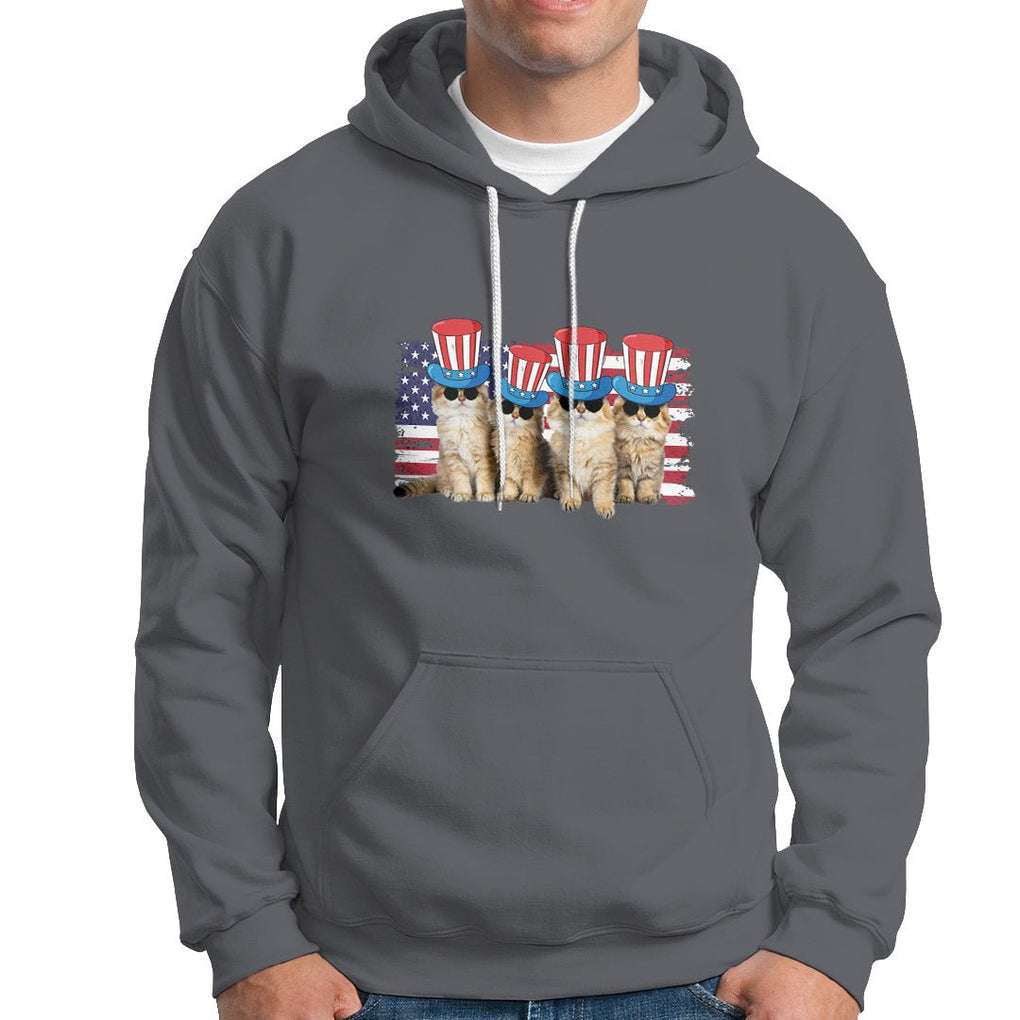 American Cat Hoodie Funny USA Patriotic Cat Happy 4th July Gifts for Cat Lovers TS02 Printyourwear
