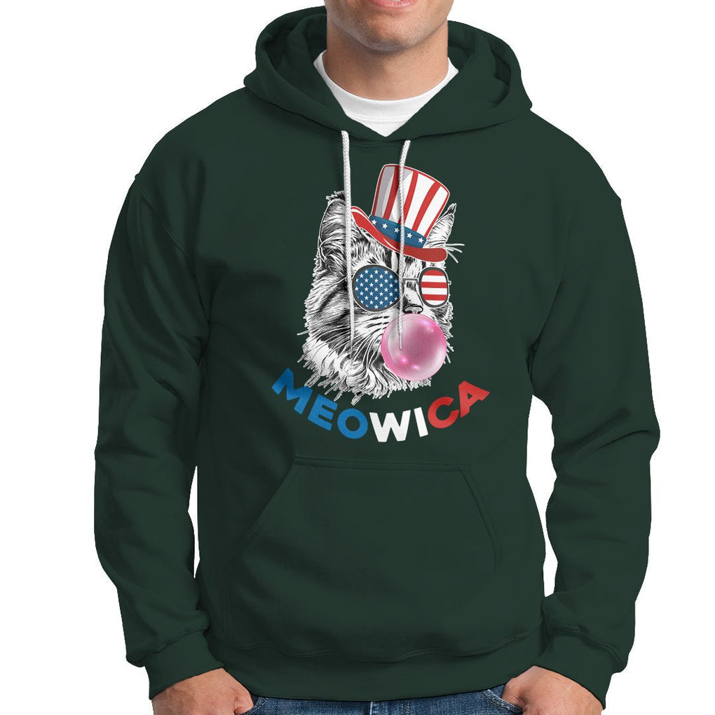American Cat Hoodie Patriotic Cat Meowica Bubblegum 4th of July Funny Cat Lover TS02 Printyourwear