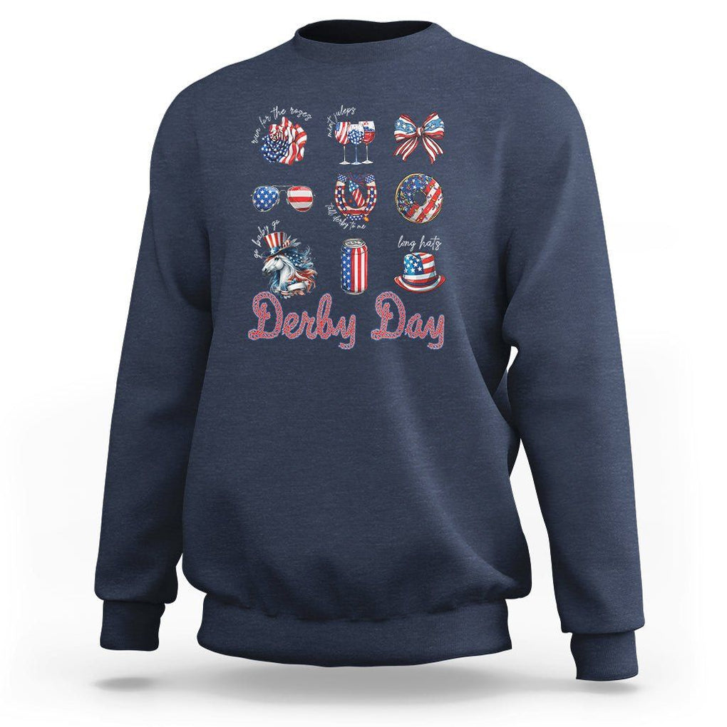 American Derby Day Horse Racing Sweatshirt TS09 Navy Print Your Wear