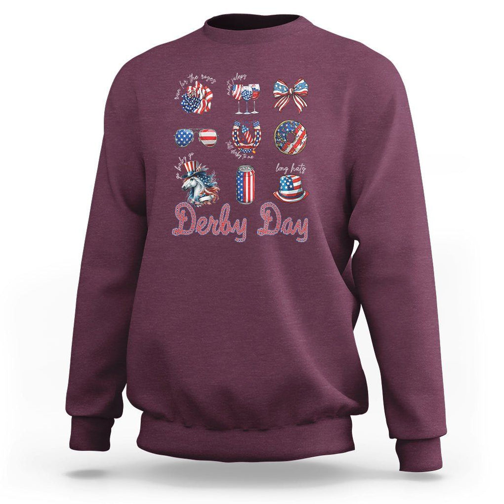 American Derby Day Horse Racing Sweatshirt TS09 Maroon Print Your Wear