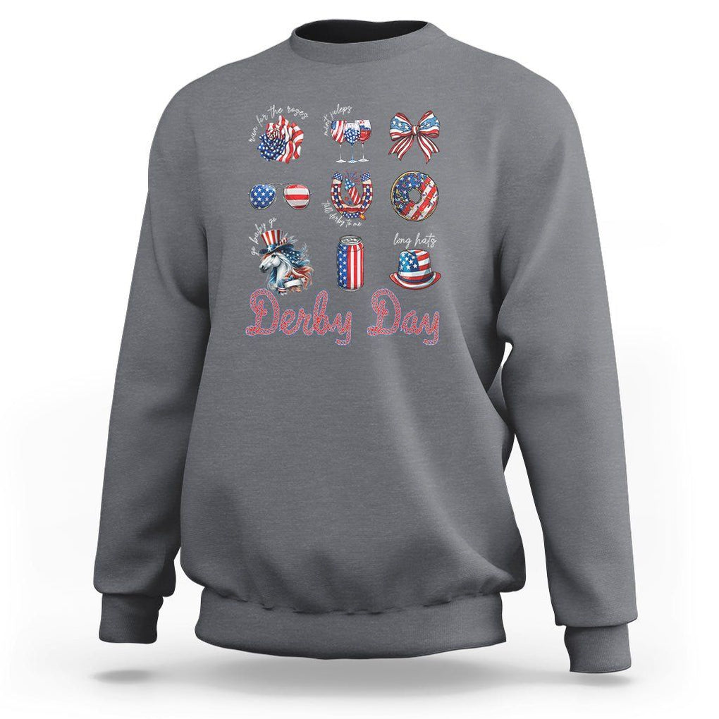 American Derby Day Horse Racing Sweatshirt TS09 Charcoal Print Your Wear