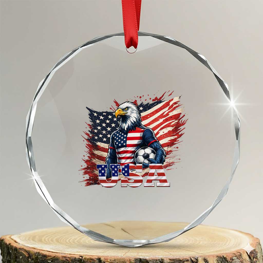 American Eagle And Soccer USA 2026 Supporter Crystal Glass Ornament TS12 Transparent Glass 3'' Circle Print Your Wear