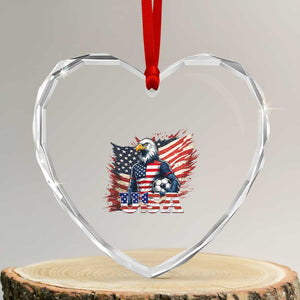 American Eagle And Soccer USA 2026 Supporter Heart Crystal Glass Ornament TS12 Transparent Glass 3'' Heart Print Your Wear