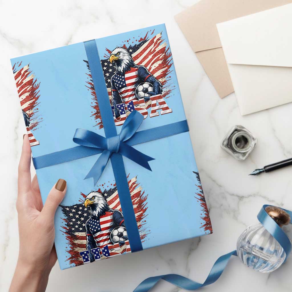 American Eagle And Soccer USA 2026 Supporter Wrapping Paper Roll TS12 Light Blue Print Your Wear