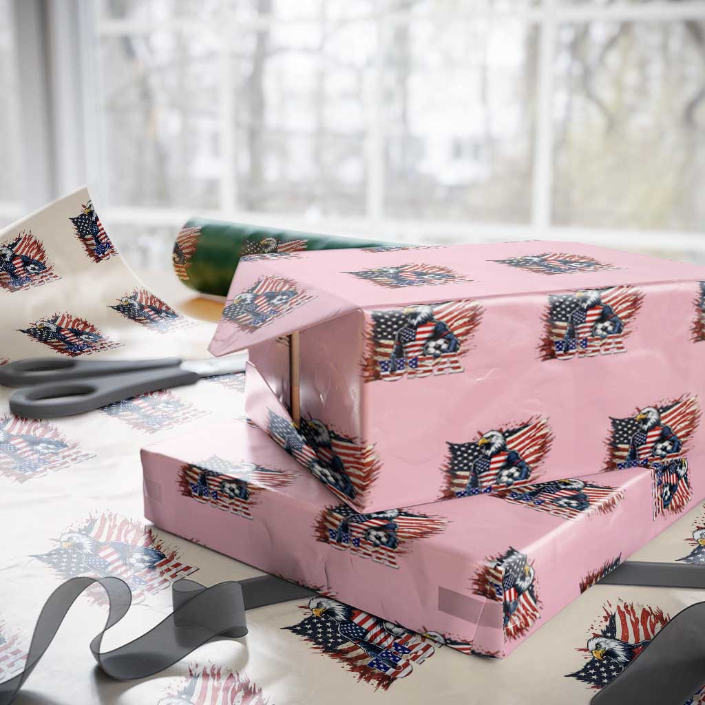 American Eagle And Soccer USA 2026 Supporter Wrapping Paper Roll TS12 Light Pink Print Your Wear