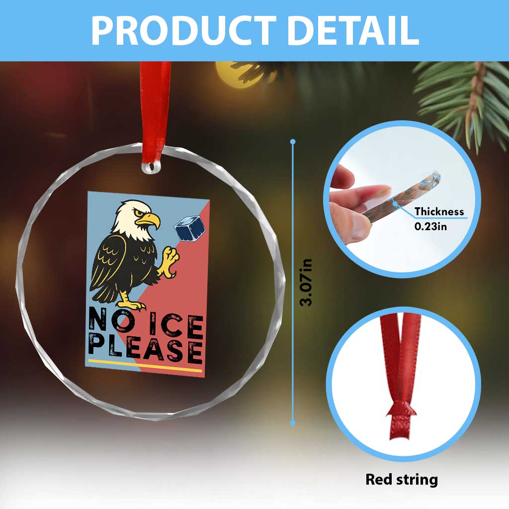 American Eagle No Ice Please Crystal Glass Ornament Minnesota Protest Support Gift TS12 Print Your Wear