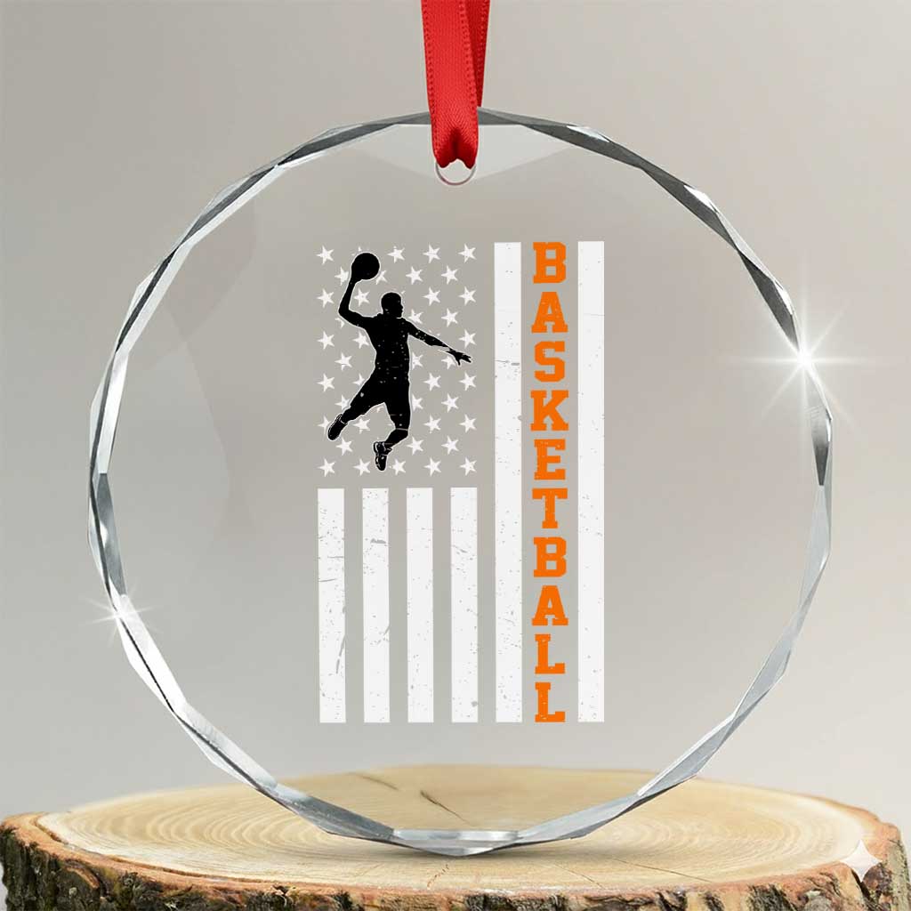 American Flag Basketball Crystal Glass Ornament Patriotic Sports Lover Gift TS12 Transparent Glass 3'' Circle Print Your Wear