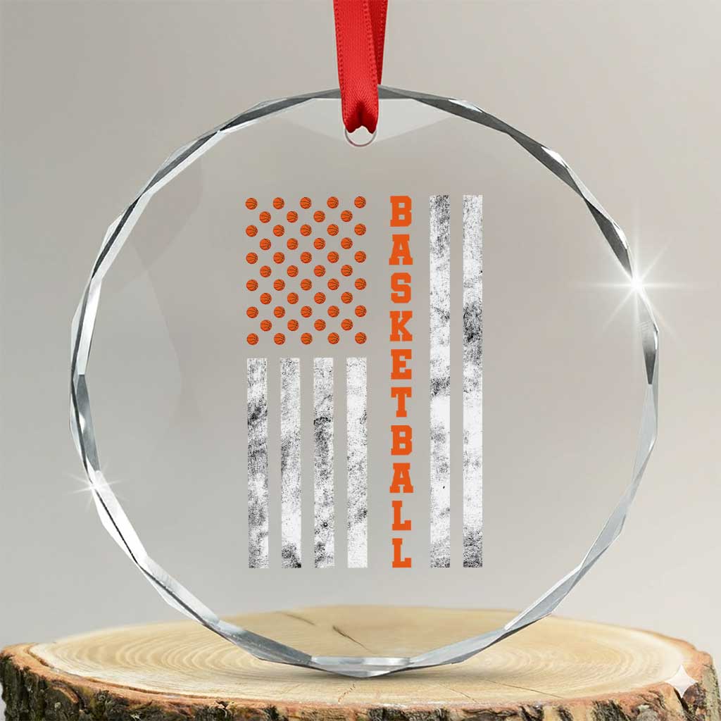 American Flag Basketball Crystal Glass Ornament USA Sports Fan TS12 Transparent Glass 3'' Circle Print Your Wear