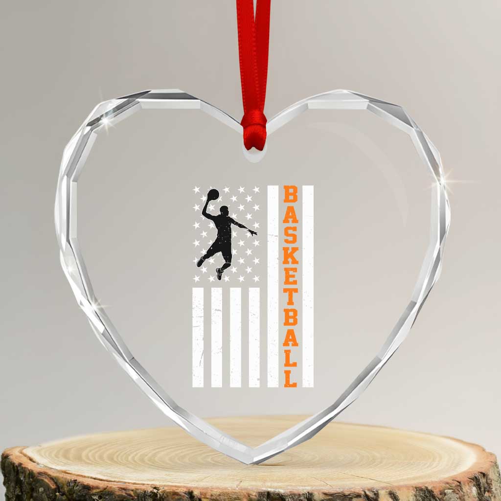 American Flag Basketball Heart Crystal Glass Ornament Patriotic Sports Lover Gift TS12 Transparent Glass 3'' Heart Print Your Wear