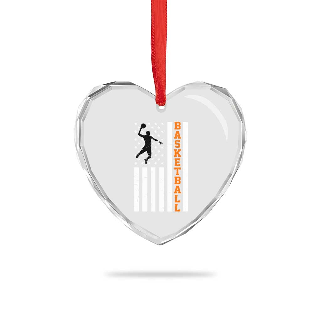 American Flag Basketball Heart Crystal Glass Ornament Patriotic Sports Lover Gift TS12 Print Your Wear