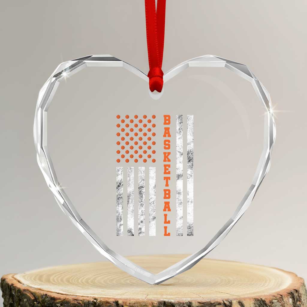 American Flag Basketball Heart Crystal Glass Ornament USA Sports Fan TS12 Transparent Glass 3'' Heart Print Your Wear