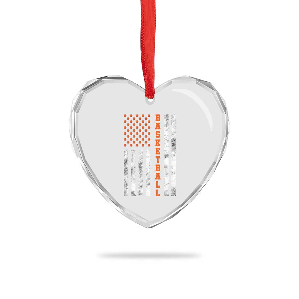 American Flag Basketball Heart Crystal Glass Ornament USA Sports Fan TS12 Print Your Wear