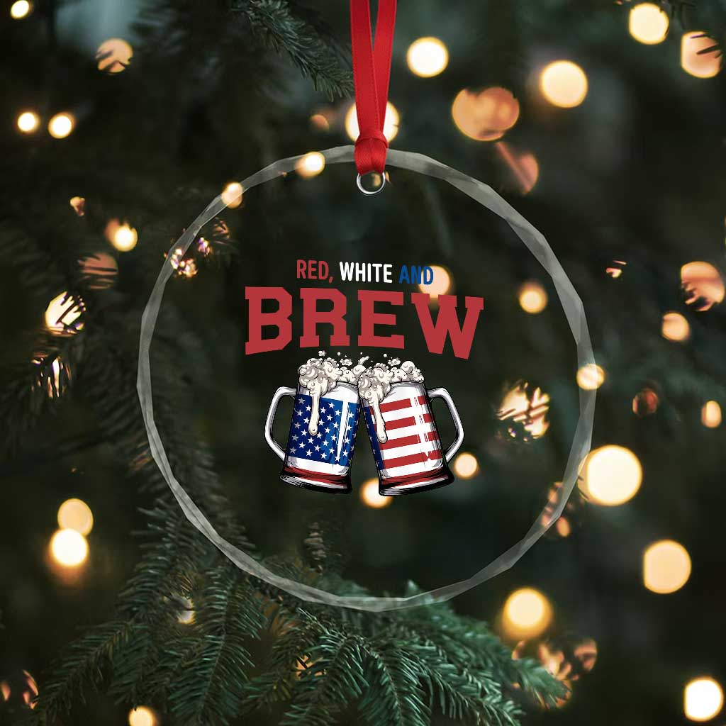 American Flag Beer Lover Crystal Glass Ornament Red White And Brew TS12 Print Your Wear