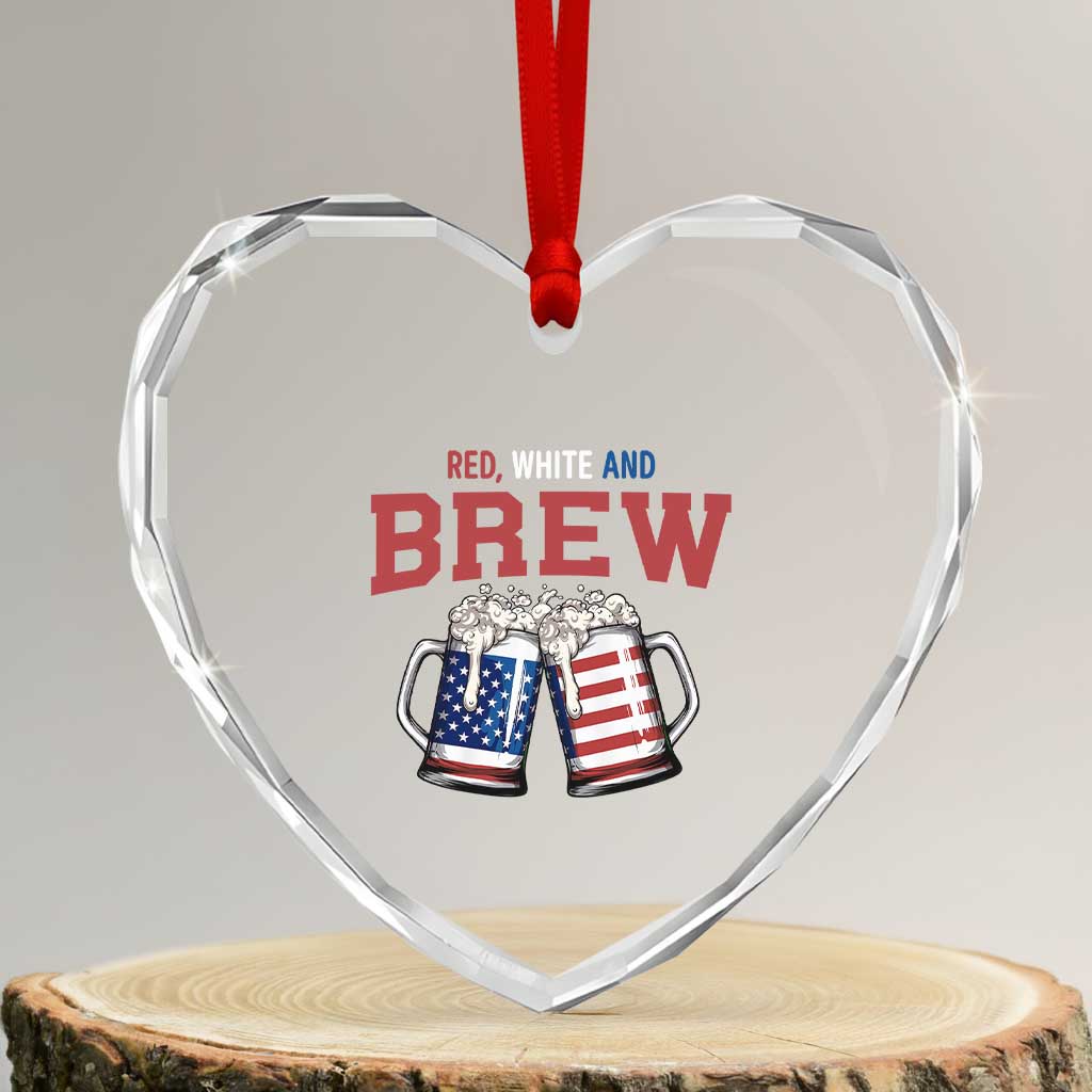 American Flag Beer Lover Heart Crystal Glass Ornament Red White And Brew TS12 Transparent Glass 3'' Heart Print Your Wear
