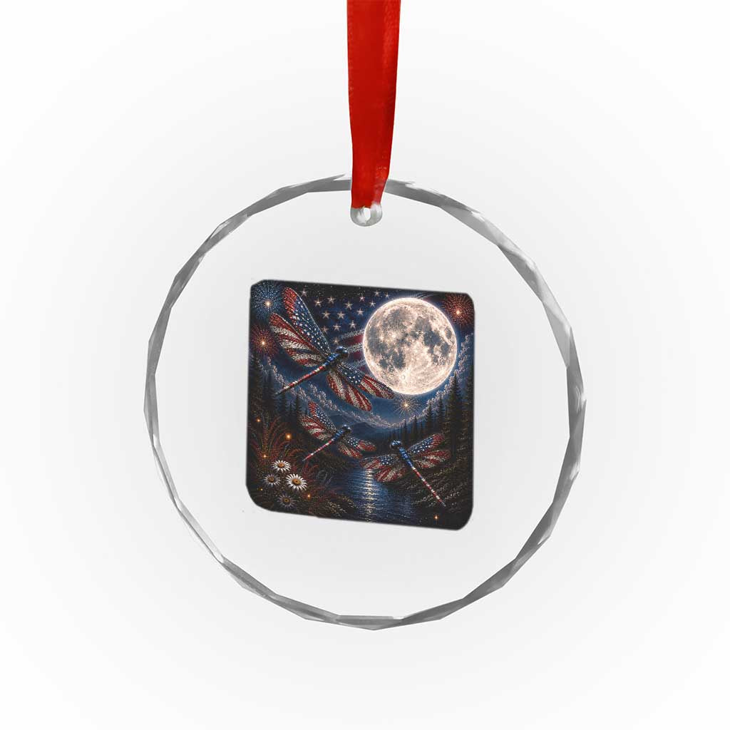 American Flag Dragonfly Patriotic 4th Of July Crystal Glass Ornament TS12 Print Your Wear