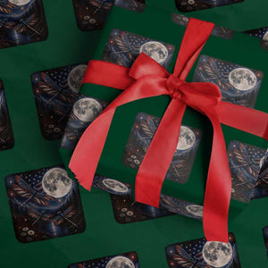 American Flag Dragonfly Patriotic 4th Of July Wrapping Paper Roll