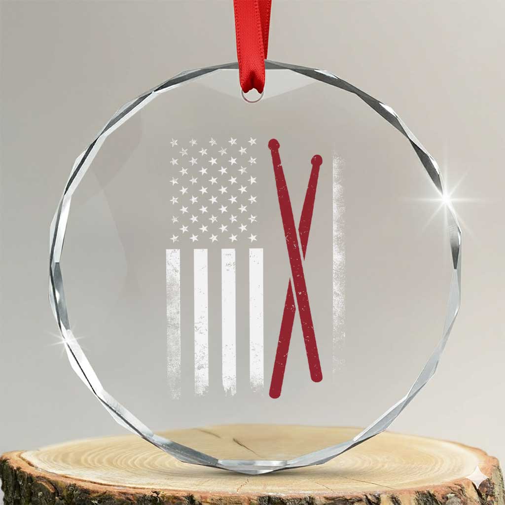 American Flag Drumsticks Crystal Glass Ornament USA Drummers Vintage Drum Sticks TS10 Transparent Glass 3'' Circle Print Your Wear