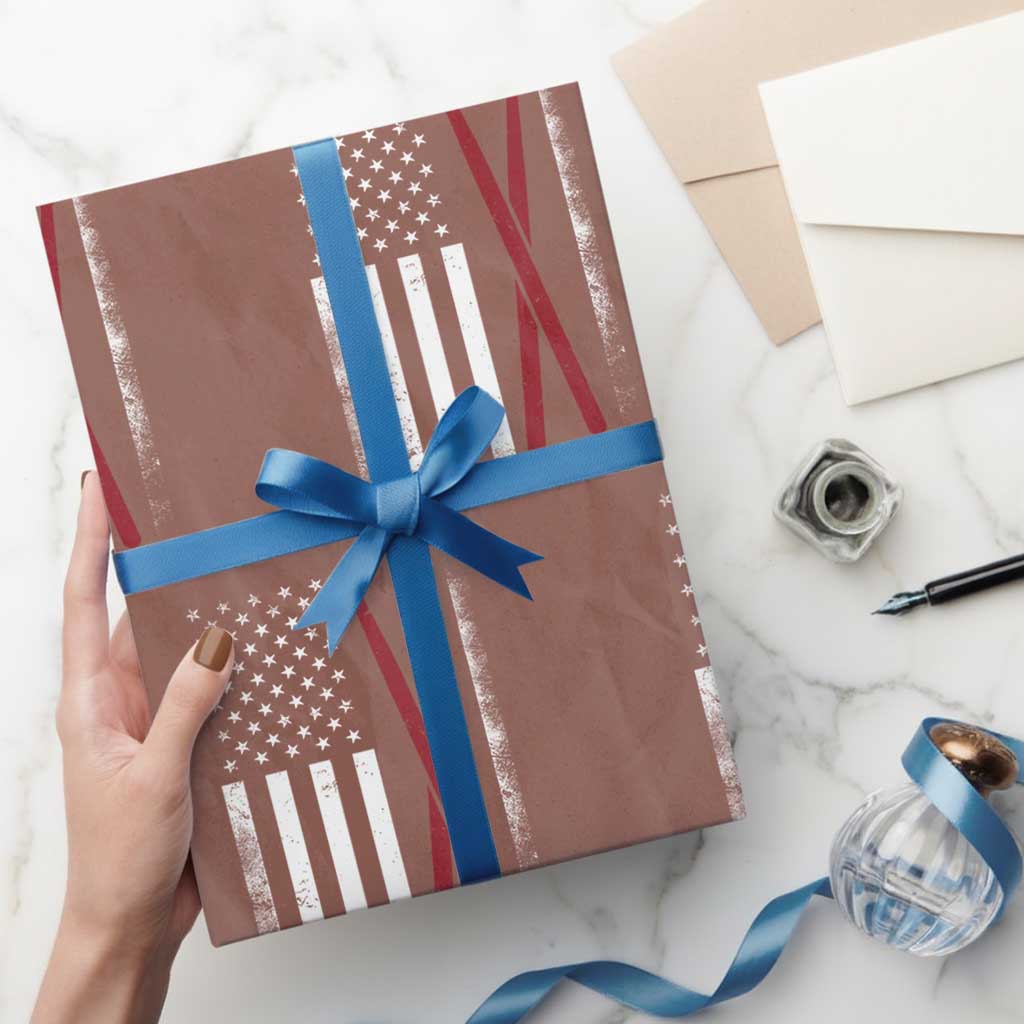 American Flag Drumsticks Wrapping Paper Roll USA Drummers Vintage Drum Sticks TS10 Mocha Print Your Wear