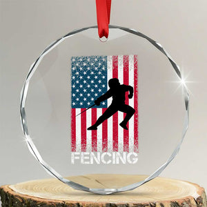 American Flag Fencing USA Patriotic Crystal Glass Ornament TS14 Transparent Glass 3'' Circle Print Your Wear