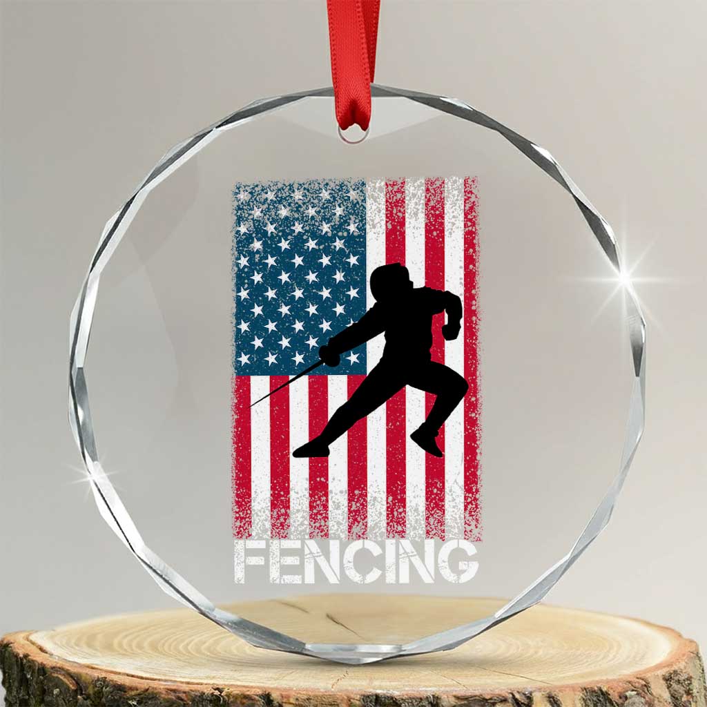 American Flag Fencing USA Patriotic Crystal Glass Ornament TS14 Transparent Glass 3'' Circle Print Your Wear
