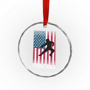 American Flag Fencing USA Patriotic Crystal Glass Ornament TS14 Print Your Wear