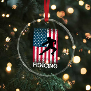 American Flag Fencing USA Patriotic Crystal Glass Ornament TS14 Print Your Wear