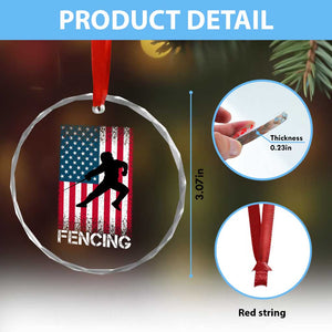 American Flag Fencing USA Patriotic Crystal Glass Ornament TS14 Print Your Wear