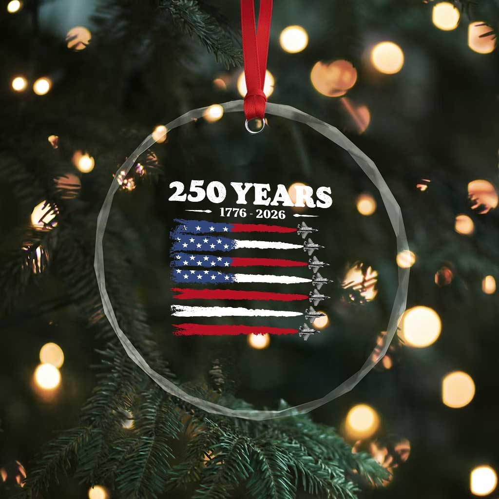 American Flag Fighter Jets Crystal Glass Ornament USA 250 Years Of Freedom TS12 Print Your Wear