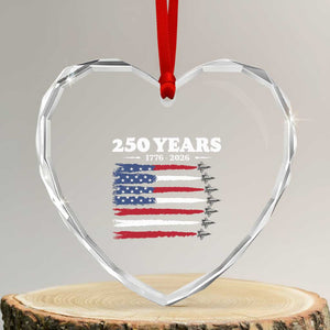 American Flag Fighter Jets Heart Crystal Glass Ornament USA 250 Years Of Freedom TS12 Transparent Glass 3'' Heart Print Your Wear