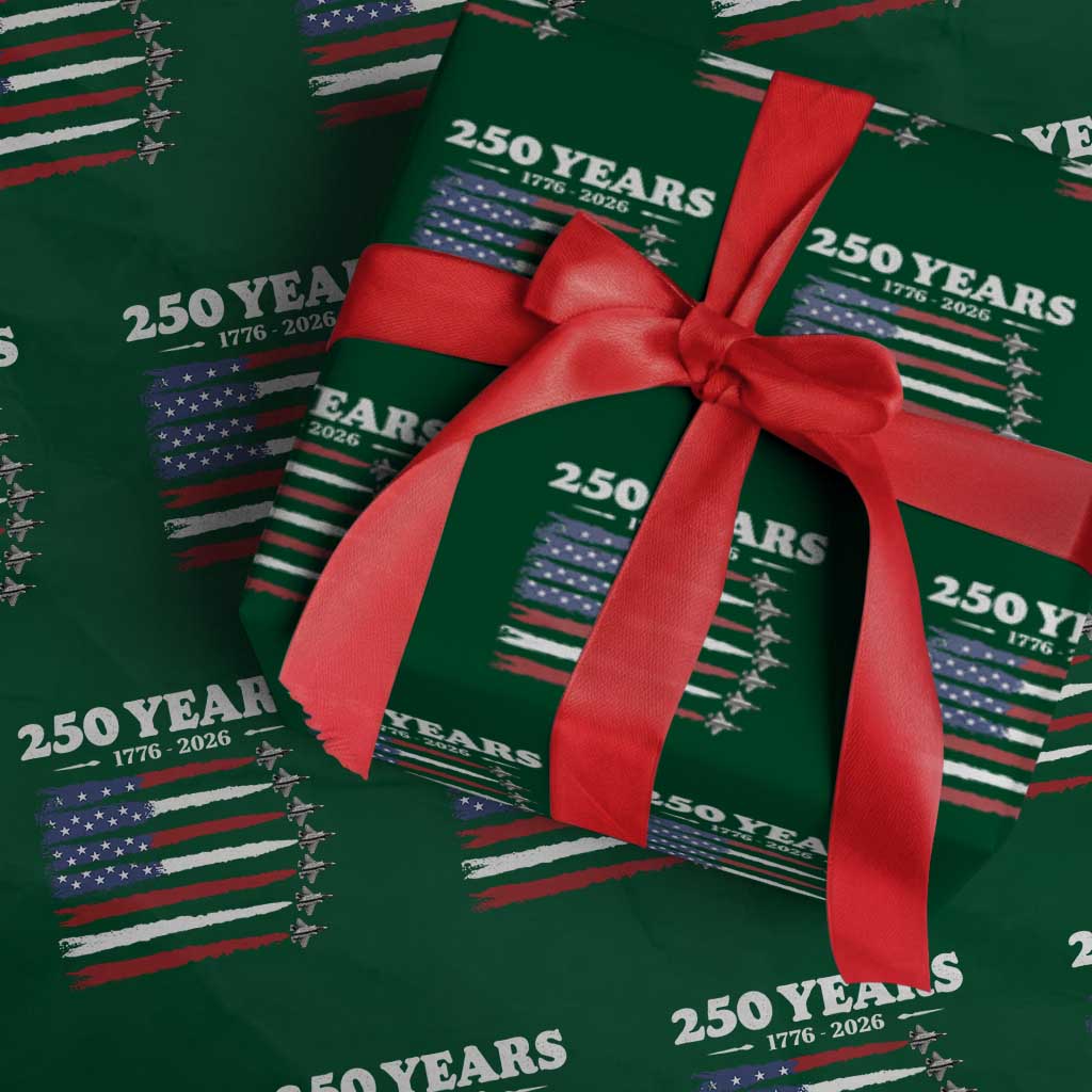 American Flag Fighter Jets Wrapping Paper Roll USA 250 Years Of Freedom TS12 Green Print Your Wear