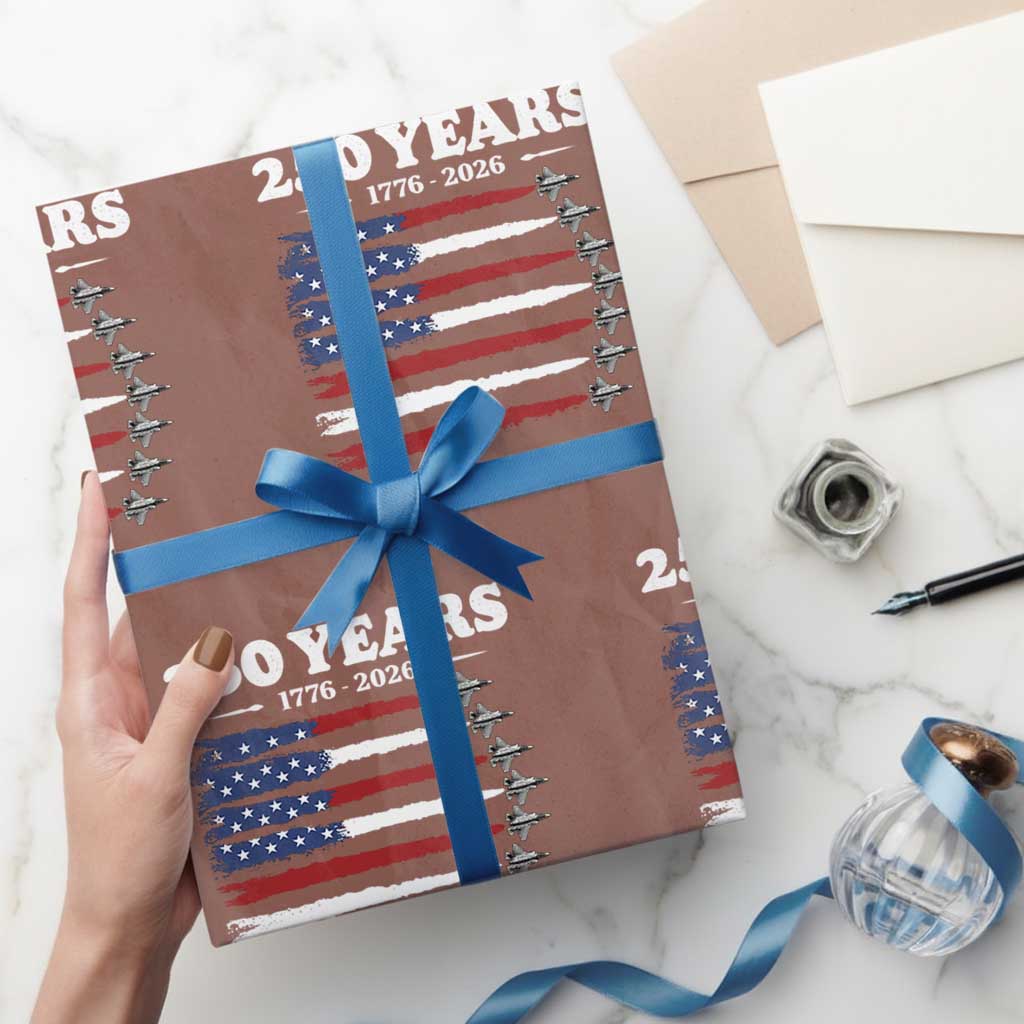 American Flag Fighter Jets Wrapping Paper Roll USA 250 Years Of Freedom TS12 Mocha Print Your Wear