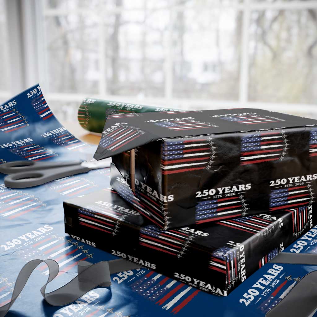American Flag Fighter Jets Wrapping Paper Roll USA 250 Years Of Freedom TS12 Black Print Your Wear