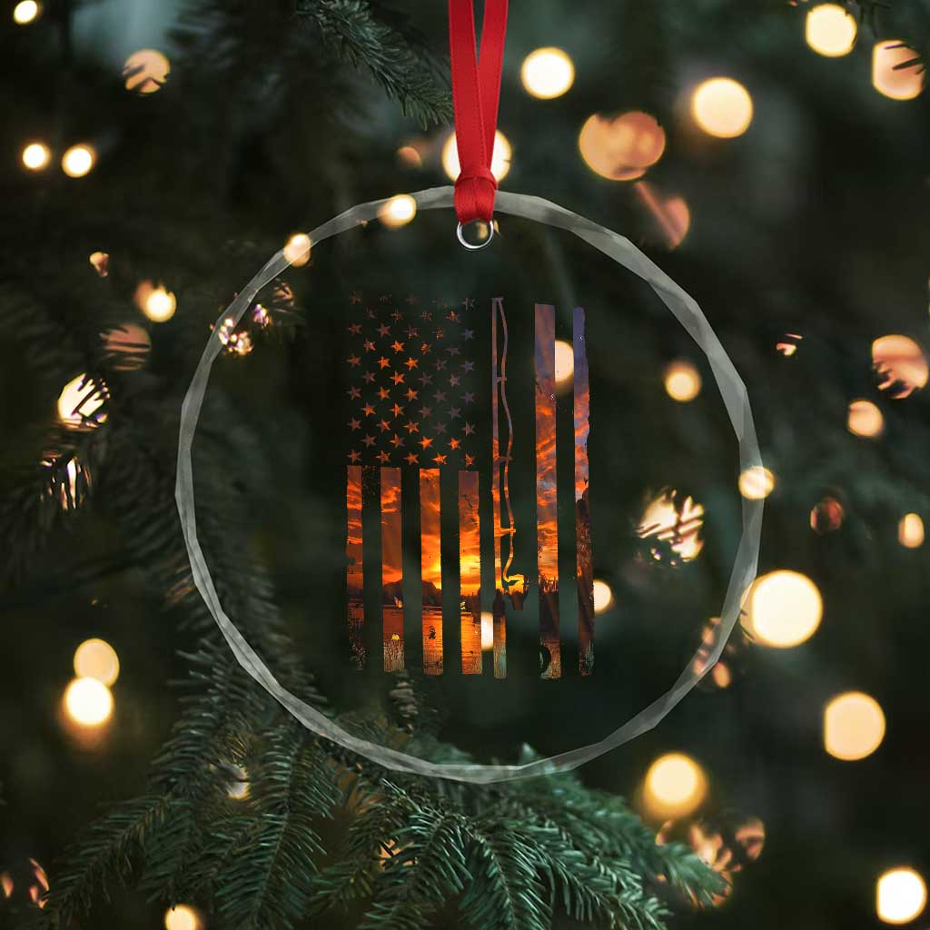 American Flag Fishing Crystal Glass Ornament Fish Fisher Fisherman Fishing Rod Sunset TS10 Print Your Wear