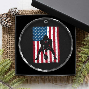 American Flag Football Crystal Glass Ornament Cool Distressed Vintage Patriotic Football Player TS10 Print Your Wear
