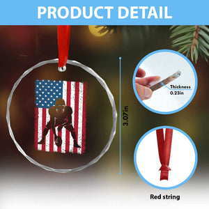 American Flag Football Crystal Glass Ornament Cool Distressed Vintage Patriotic Football Player TS10 Print Your Wear
