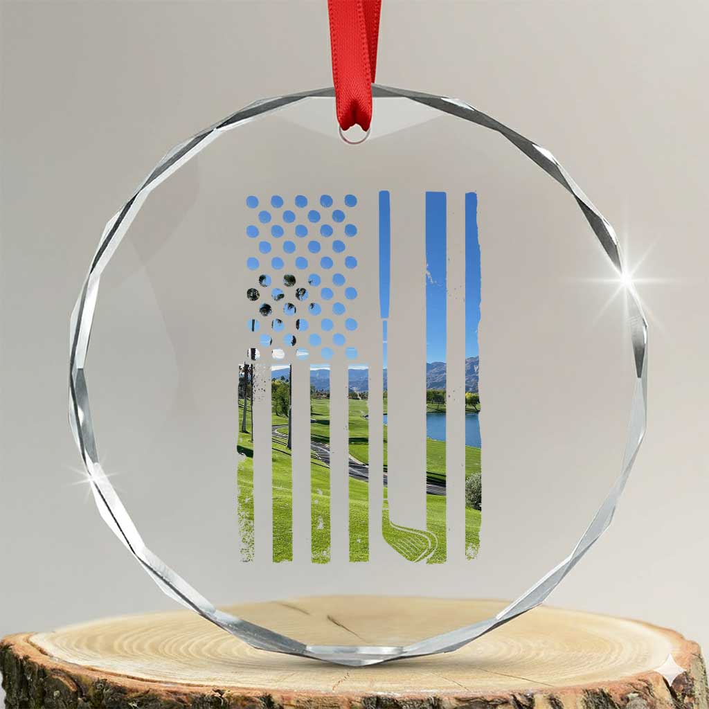 American Flag Golf Crystal Glass Ornament Golfer Funny Golf Club Golfing TS10 Transparent Glass 3'' Circle Print Your Wear